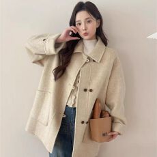 批发韩系呢子大衣女2026年新款秋冬季高级感毛呢外套小个子冬天中长款