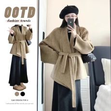 批发原版质量 韩系时尚毛呢<b class='q'>外套</b>女新款气质高级感超好看短款呢子大衣