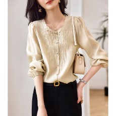 批发小香风绣花优雅风衬衫<b class='q'>女</b>2026年春季<b class='q'>新款</b>设计感气质衬衣上衣长袖