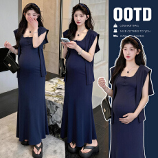 批发孕妇装2026<b class='q'>夏季</b><b class='q'>连衣裙</b>韩版时尚辣妈弹力背心裙+披肩两件套