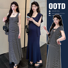 批发孕妇装2026<b class='q'>夏季</b><b class='q'>连衣裙</b>韩版时尚辣妈弹力背心裙+披肩两件套