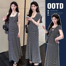 批发孕妇装2026夏季<b class='q'>连衣裙</b>韩版时尚辣妈弹力背心裙+披肩两件套