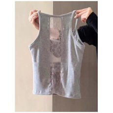 批发260克<b class='q'>人</b>棉带胸垫 后背蕾丝小吊带背心女带胸垫辣妹内搭美背上衣<b class='q'>潮</b>