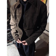批发高质量巴恩克麂皮绒复合<b class='q'>外套</b>美式复古高级感cleanfit简约夹克男女