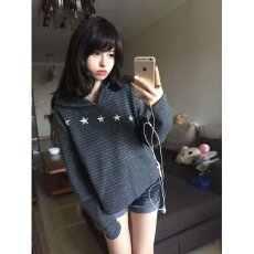 批发撞色条纹连帽套头长袖卫衣<b class='q'>女</b>秋冬新款显瘦打底衫休闲宽松卫衣