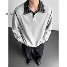 批发2026秋季季韩系休闲假两件翻领长袖<b class='q'>卫衣</b><b class='q'>女</b>宽松痞帅百搭套头上衣