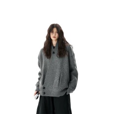 批发秋冬美式cleanfit针织<b class='q'>开衫</b>休闲外套女宽松慵懒高级感毛衣
