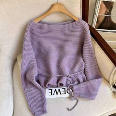 实拍圣诞节穿搭木耳边毛衣女秋冬季慵懒风软糯加厚保暖针织衫上衣