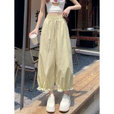 批发2026新面料木耳边灯笼裤女小个子高腰显瘦休闲垂坠感<b class='q'>九分</b><b class='q'>哈伦裤</b>