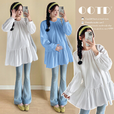 批发实拍新款孕妇秋宽松显瘦时尚百搭气质潮妈上衣