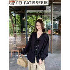 批发己出货 亚麻衬衫女冬季胖妹妹宽松显瘦长袖上衣.