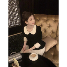 批发法式名媛风娃娃领长袖<b class='q'>衬衫</b>女2025冬季新款轻奢洋气百搭小香风上衣