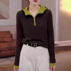 批发连帽加厚长袖<b class='q'>卫衣</b><b class='q'>女</b>士秋冬大码胖MM时尚减龄显瘦半拉链打底衫上衣