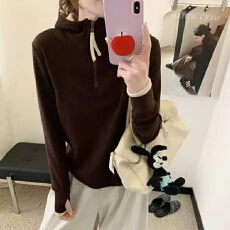 批发秋冬季连帽撞色半拉链套头<b class='q'>卫衣</b>大码胖MM休闲时尚修身显瘦内搭上衣