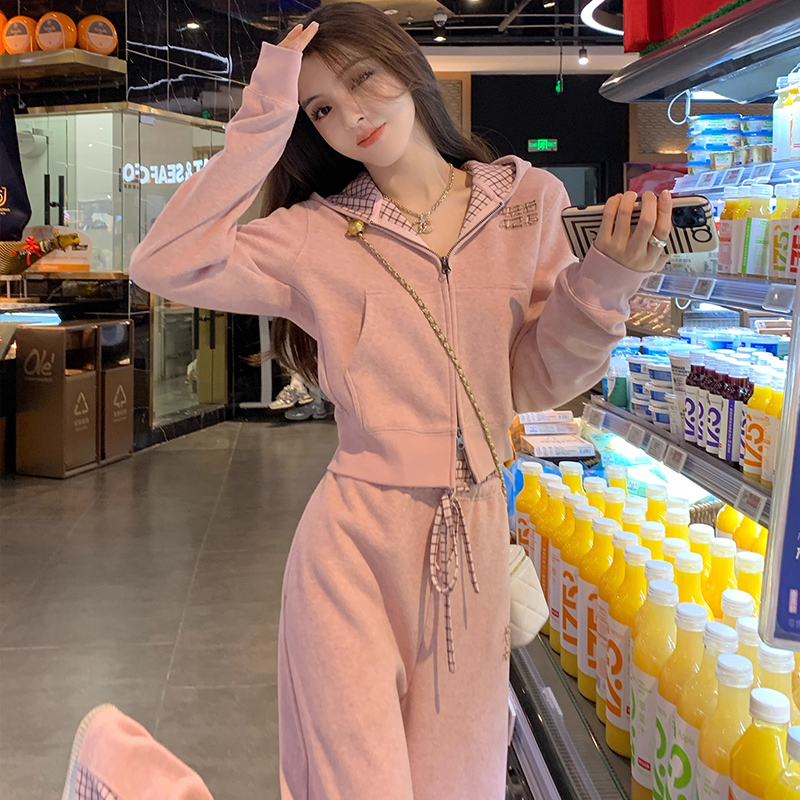 MY16946# 巨好看的早秋套装减龄超火高级感卫衣阔腿裤运动休闲两件套女...