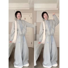 批发秋冬学院风<b class='q'>运动服</b>套装女学生韩版宽松<b class='q'>显瘦</b>时尚连帽卫衣休闲两件套