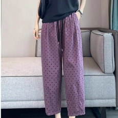 批发2026女装春秋洗水圆点<b class='q'>哈伦裤</b>女胖MM休闲抽绳松紧腰<b class='q'>九分</b>凉凉裤长裤