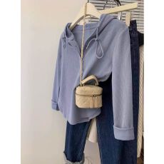 批发【原版做工】新款连帽薄款长袖卫衣女春秋<b class='q'>冬</b>设计帽衫新款上衣秋季