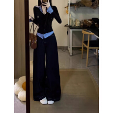 批发秋季韩系春秋假两件polo领长袖t恤女秋<b class='q'>冬</b>修身收腰内搭打底衫上衣