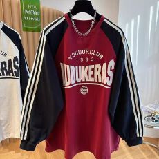 批发【原版做工】美式插肩长袖圆领卫衣秋款2026宽松慵懒风中长款<b class='q'>上衣</b>