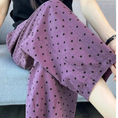批发夏季2026年女大码洗水圆点<b class='q'>哈伦</b><b class='q'>裤</b>女胖MM休闲抽绳松紧腰凉凉<b class='q'>裤</b>长<b class='q'>裤</b>