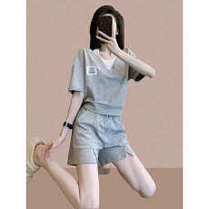 批发【原版做工】运动休闲套装女夏季2026新款<b class='q'>时尚</b>减龄短袖短裤两件套