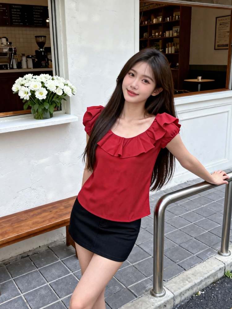 새로운 중식 국풍 u 칼라 목이버섯 민소매 티셔츠 2026 여름 새로운 패션 다용도 작은 대중 루즈핏 슬림해 보이는 맨위