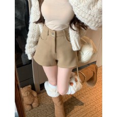 批发<b class='q'>实拍</b> 高腰弹力修身短<b class='q'>裤</b>立体阔A字短款呢子加绒休闲<b class='q'>裤</b>女