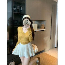 批发实拍  甜美减龄金属蝴蝶结扣高腰显瘦半身裙<b class='q'>百搭</b>A字裙女