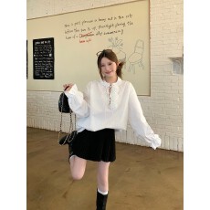 批发实拍 法式白玫瑰 宫廷风重工设计感立体花朵长袖衬衫