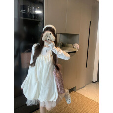 批发实拍  U领背心花苞连衣裙女2026网纱拼接奶乖裙+百搭长袖T