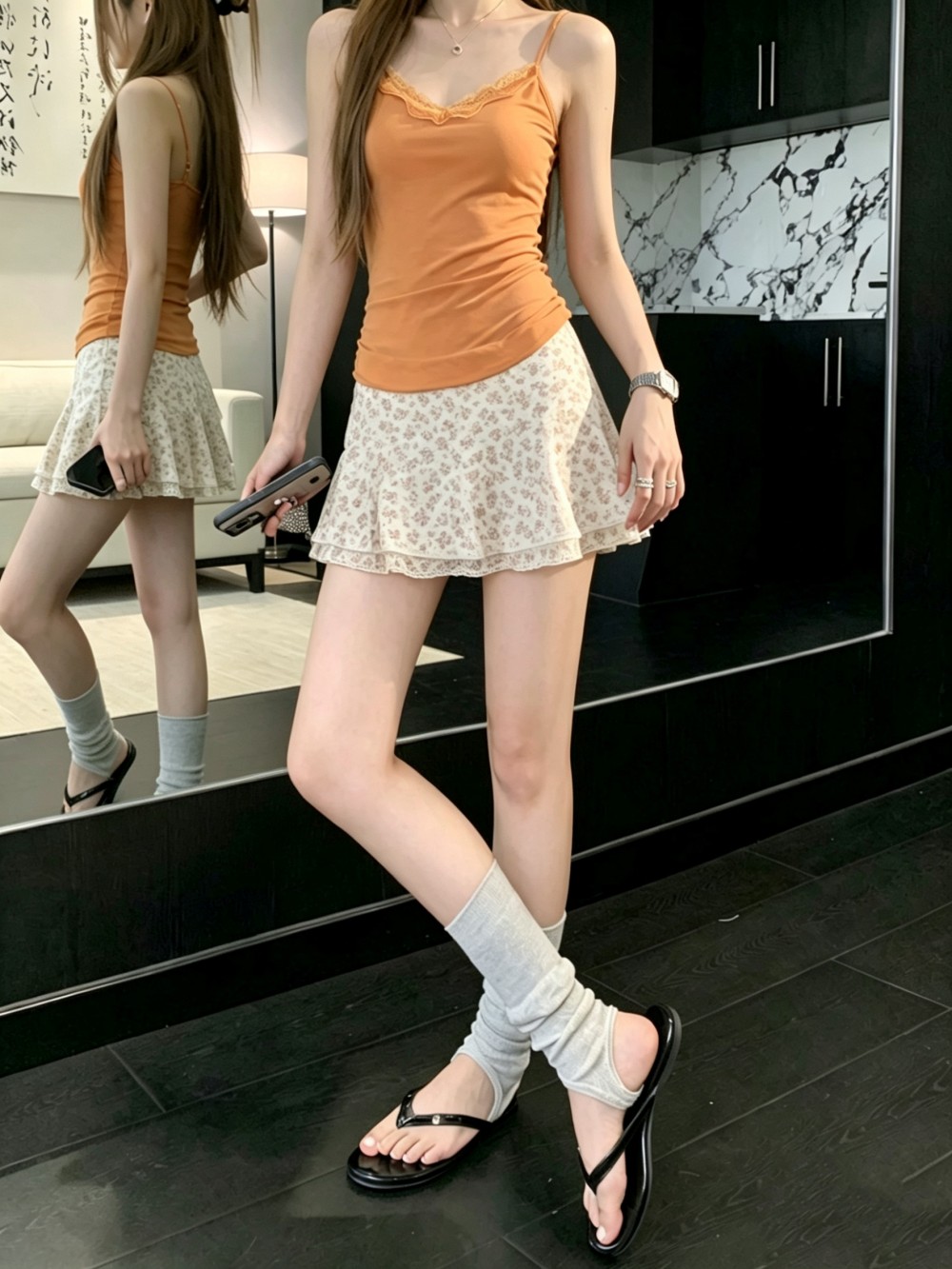 실사 장난기 넘치는 연령 감소 꽃무늬 작은 미니 스커트 여성 여름 패치워크 레이스 레이스 반신 치마