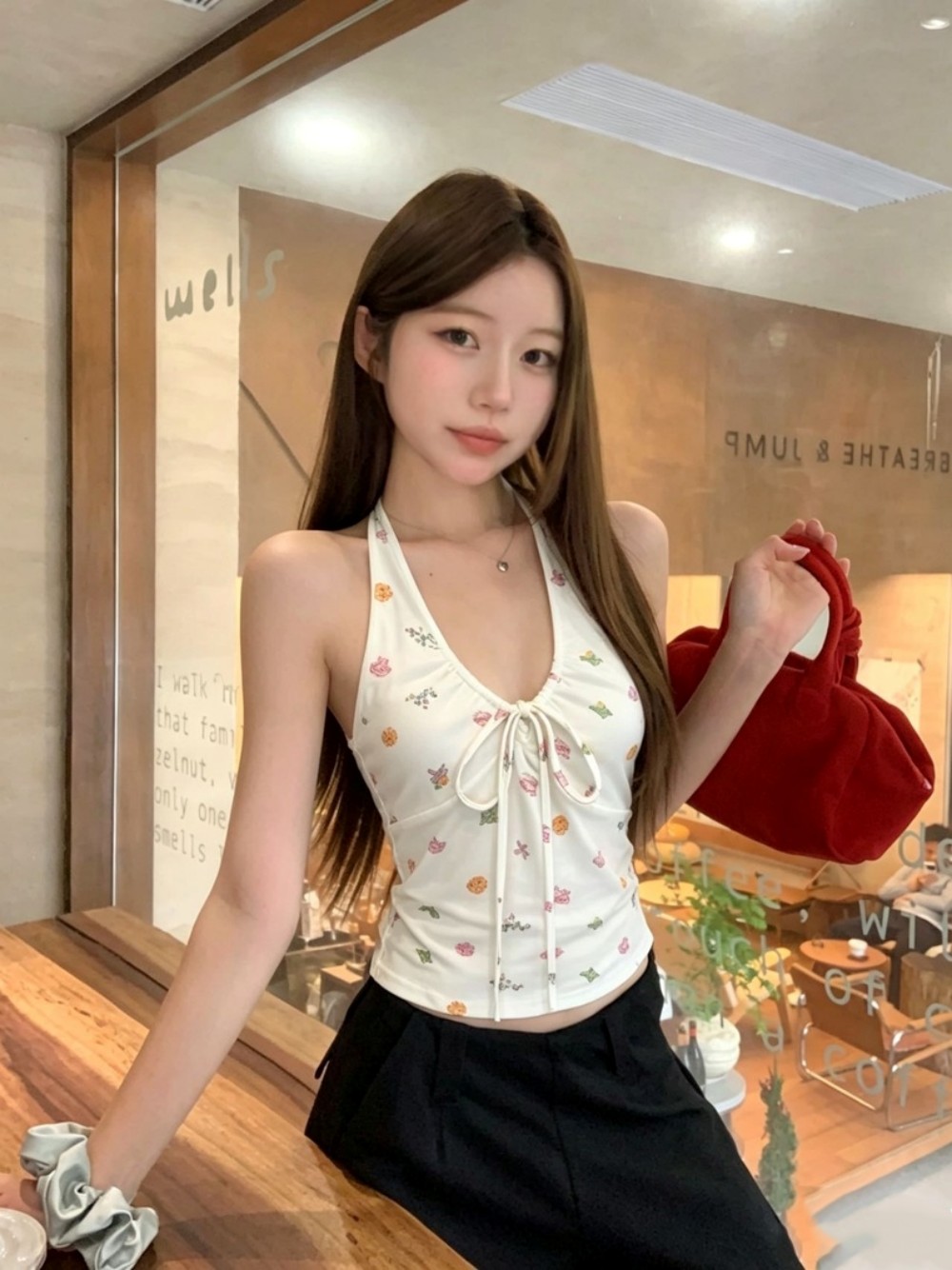 실사 화이트 만화 프린트 행침 목 캐미솔 여름 새로운 디자인 센스 몸매 가꾸기 민소매 맨위