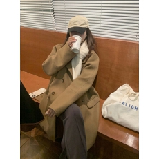 批发实价实拍三标齐小个子宽松复古呢子中长款西服外套女