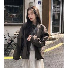 批发<b class='q'>韩国</b>chic 复古立领宽松风衣夹克短外套女