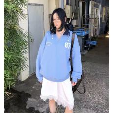 批发<b class='q'>韩国</b>chic 半拉链套头数字印花宽松长袖<b class='q'>卫衣</b>