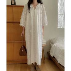 批发韩国chic 刺绣提花麦穗流苏直筒宽松<b class='q'>连衣裙</b>