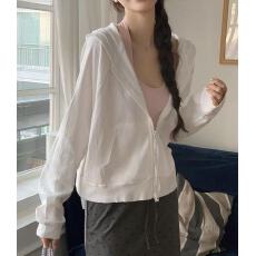 批发韩国chic 连帽拉链宽松<b class='q'>开衫</b>薄款<b class='q'>卫衣</b>外套女