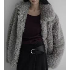 批发韩国chic 翻领休闲百搭毛绒绒羊羔毛<b class='q'>外套</b>女