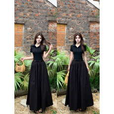 批发实拍<b class='q'>大码</b>2026夏新短袖<b class='q'>针织衫</b>拼接假两件连衣裙女小众长裙配腰带