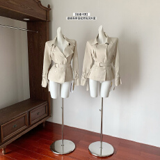 批发韩雨嘉【松烟卡其】英伦风翻领系带风衣外套女秋季宽松老钱风上衣