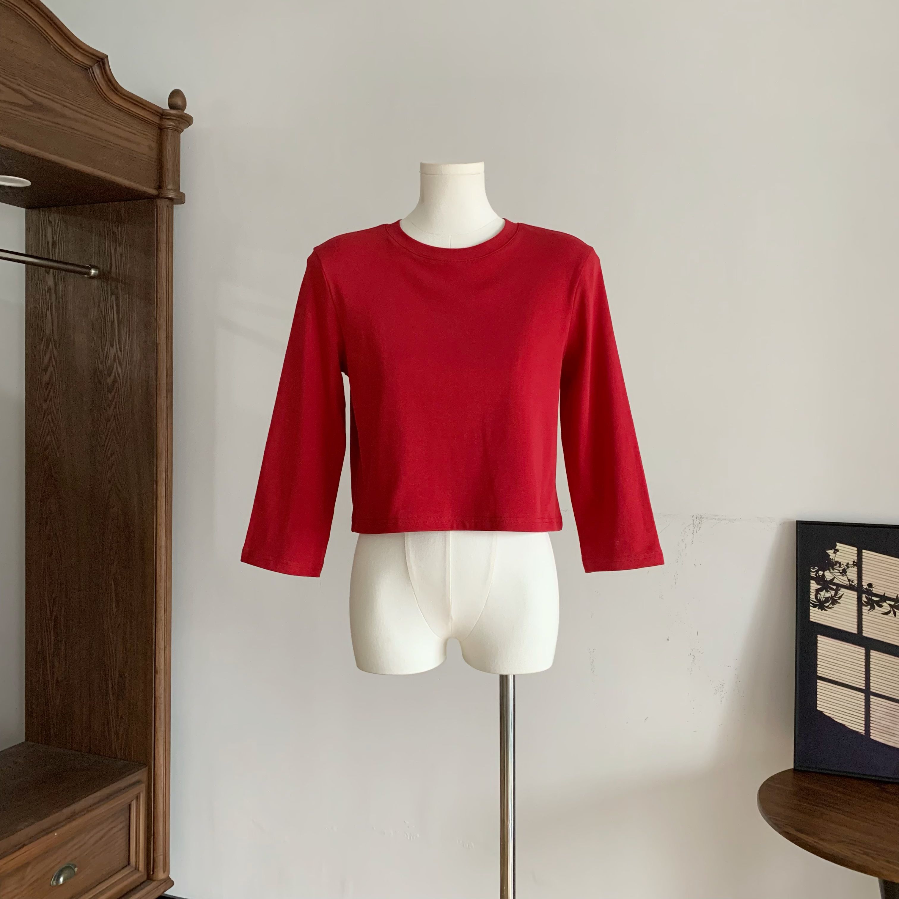 안녕하세요. 팬 팬 jenniet 3.0 7부 소매 반팔 티셔츠 여성 이슬 뼈의 쇼트 스타일 슬림해 보이는 종이 사람들 맨위