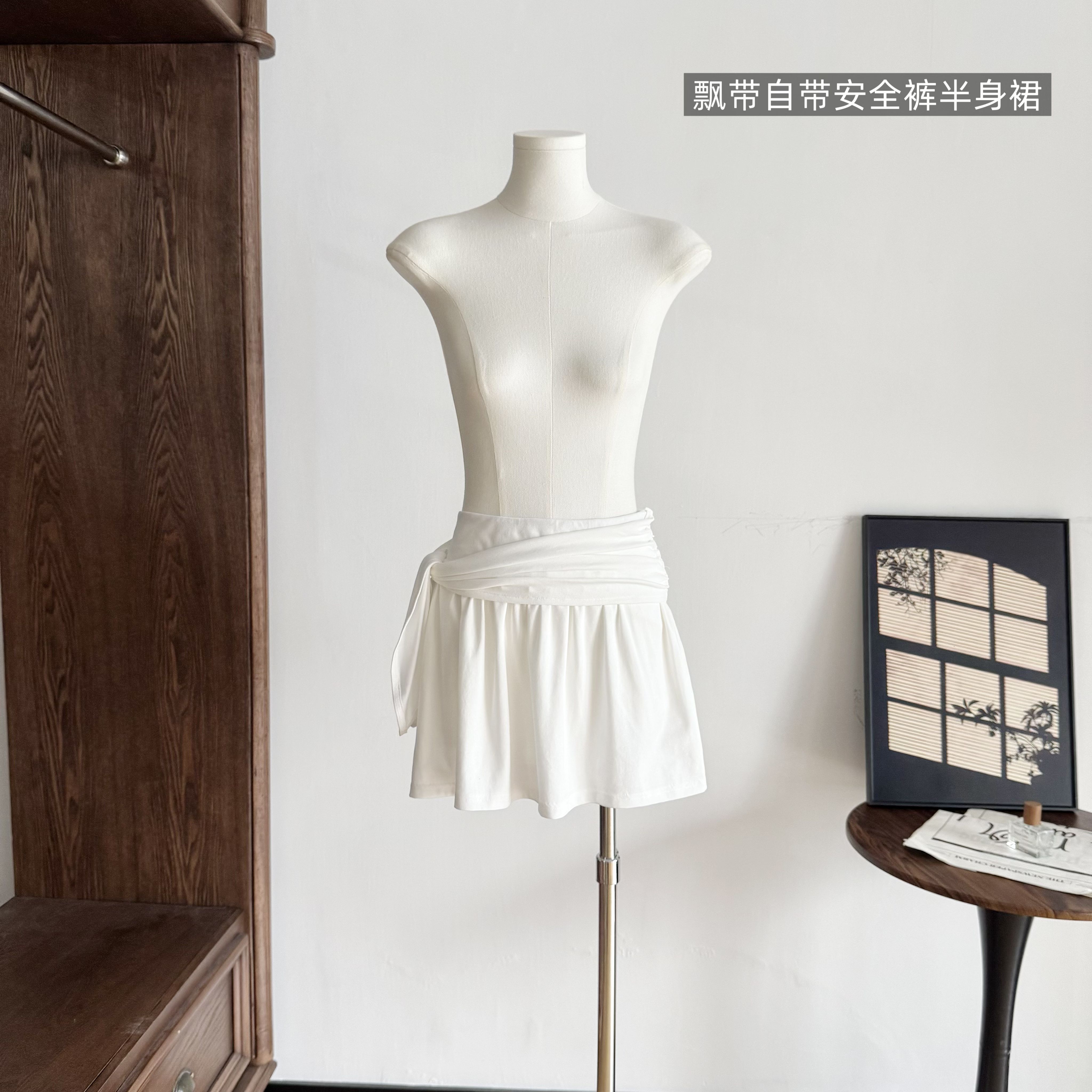 e go studio 한 스타일 높음 비틀림 면 자외선 차단 티셔츠 리본 나만의 것을 가져와 라. 안전 바지 반신 스커트 여성 레저 세트