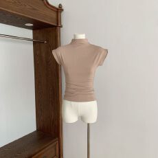 批发8.10 20:00Cher 巧儿Soft Layer韩系高领小飞袖t恤女<b class='q'>百搭</b>短袖