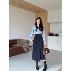 批发<b class='q'>大码</b>女装2025秋冬新款韩系小香通勤衬衫+高腰遮肉显瘦<b class='q'>裙裤</b>