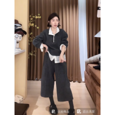 批发灰色<b class='q'>七分裤</b>百搭显瘦休闲裤 十极简百搭蕾丝拼接下摆半高领卫衣