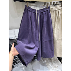 批发韩系松紧腰灯芯绒休闲<b class='q'>裤</b>女2025秋冬加绒阔腿<b class='q'>裤</b><b class='q'>九分裤</b>子