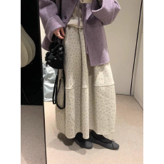 批发小碎花羊毛呢中长款花苞裙大码秋冬<b class='q'>半身裙</b>高腰显瘦a字伞裙蓬蓬裙