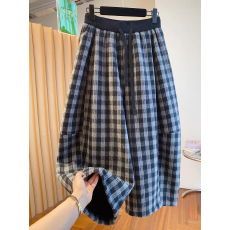 批发加绒加厚毛呢格子阔腿气球裤女2025冬季宽松高腰直筒九分<b class='q'>休闲</b>裤潮