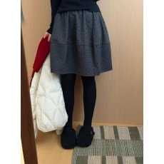 批发韩系松紧腰波点毛呢<b class='q'>花苞</b>半身<b class='q'>裙</b>女秋冬高腰百搭小个子A字<b class='q'>裙</b>短<b class='q'>裙</b>